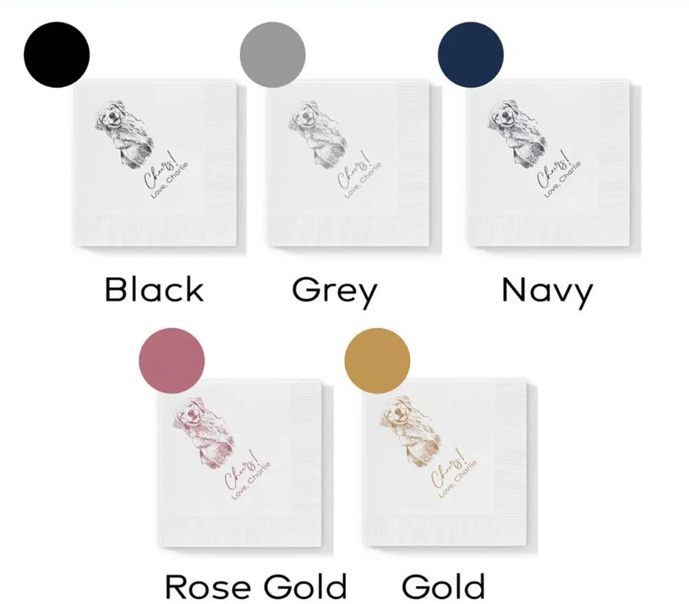 25PCS Coloured Personalised Pet Cocktail Napkins