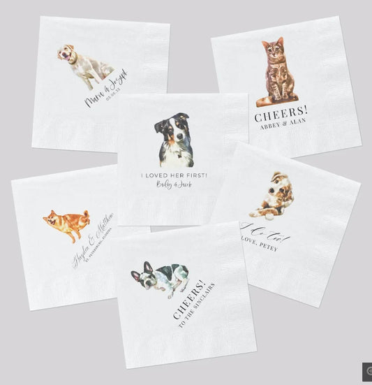 25PCS Coloured Personalised Pet Cocktail Napkins