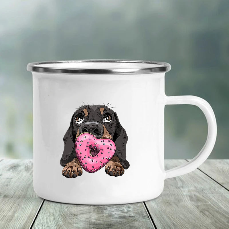 I Love Dachshunds Enamel Mug