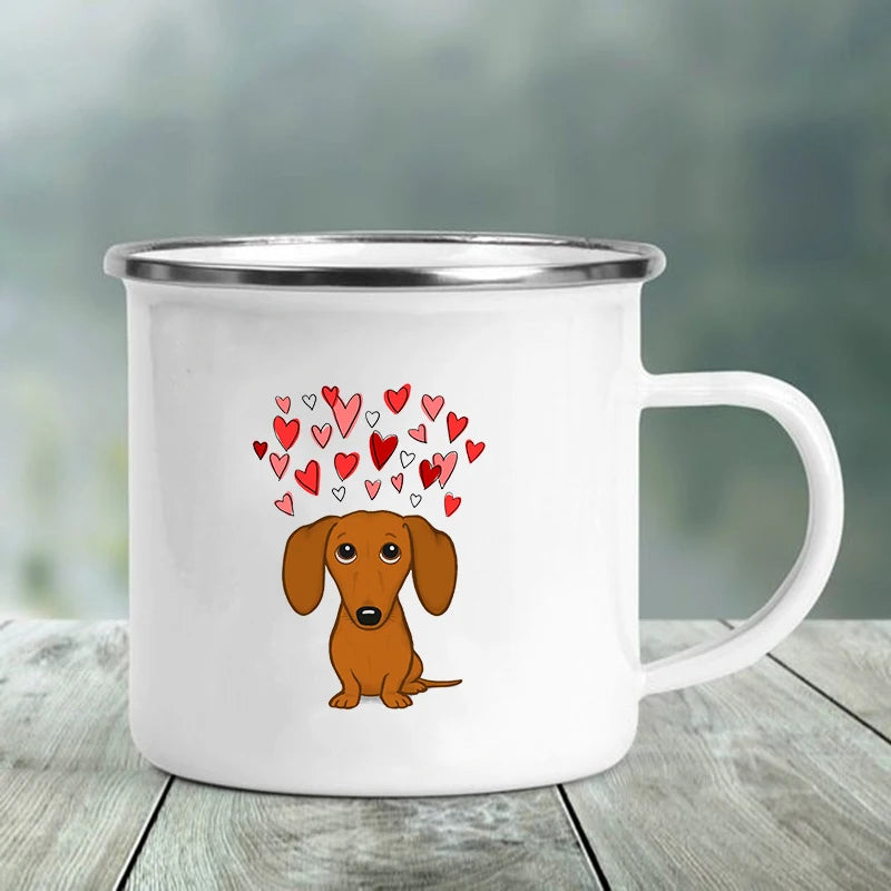 I Love Dachshunds Enamel Mug