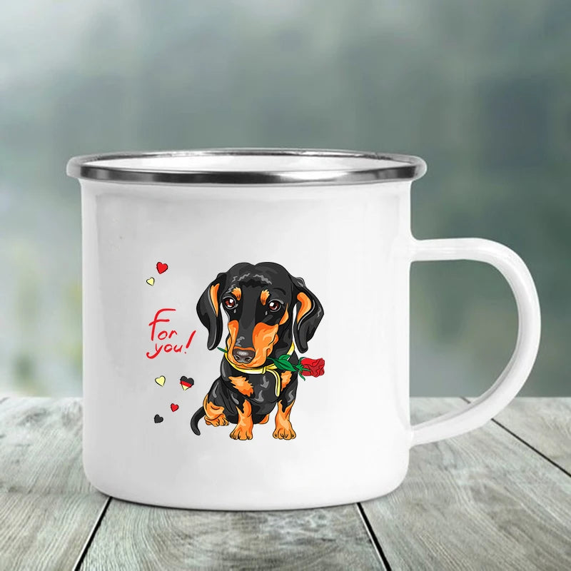 I Love Dachshunds Enamel Mug