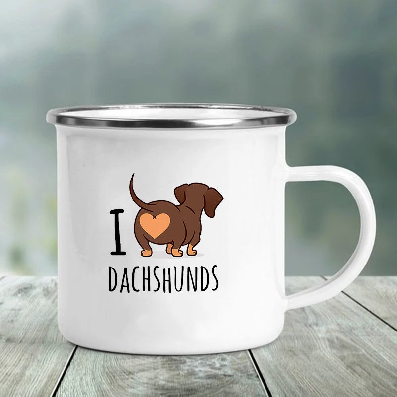 I Love Dachshunds Enamel Mug
