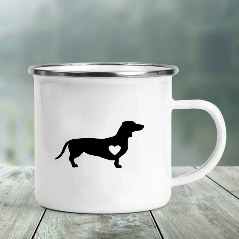 I Love Dachshunds Enamel Mug