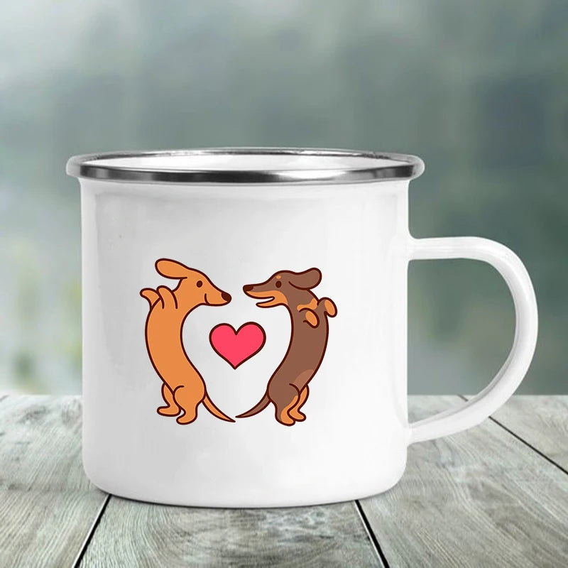 I Love Dachshunds Enamel Mug