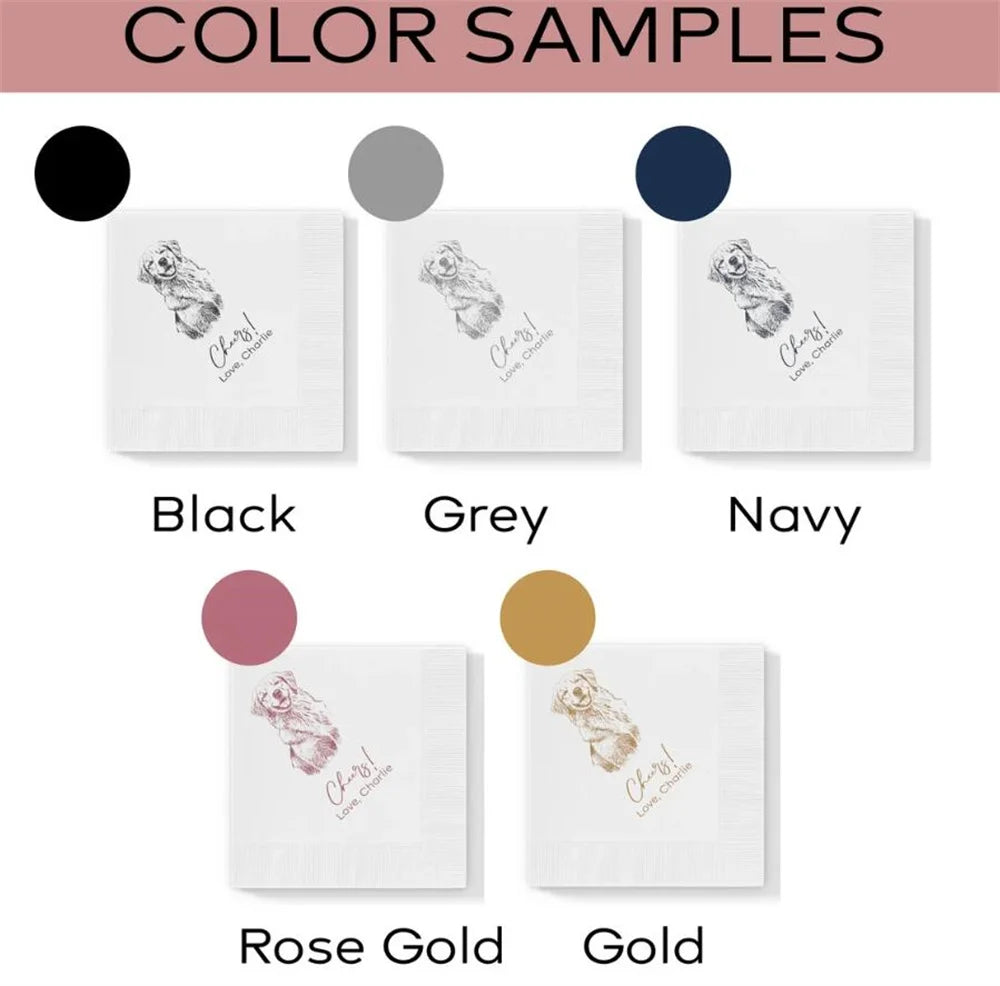 25PCS Coloured Personalised Pet Cocktail Napkins