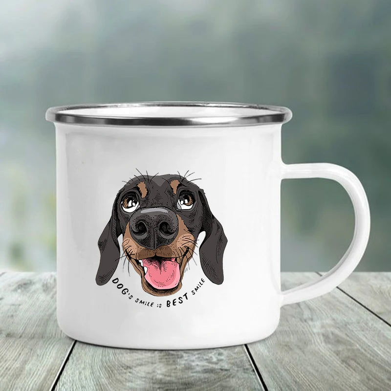 I Love Dachshunds Enamel Mug