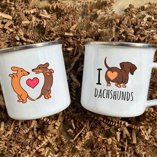 I Love Dachshunds Enamel Mug